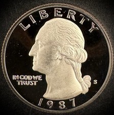1987-S Washington Quarter PROOF Clad DEEP ULTRA CAMEO Coin picture