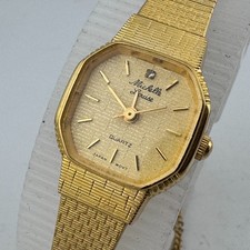 VTG Michelle Louise Quartz Watch Women Gold Tone Barrel Analog New Battery 7.25