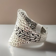 Designer Janyl Adair Sarda Sterling Silver 925 Ring Chainlink & Hammered Sz. 8 picture