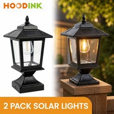 2 pack Solar Cap Lights 4x4 Waterproof Light Sensor Post Lamp for Garden Decor picture