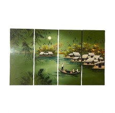 4 Vietnamese Lacquer wall hanging art panels 19