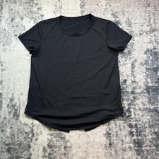 Lululemon UVP Women's All Black Workout T Shirt Split Back Breathable Stretch, S picture