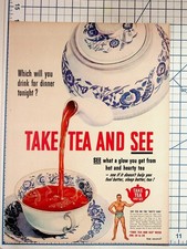 Vintage TAKE TEA AND SEE Ad 1940s 50s Tea Council Magazine Print Ephemera picture