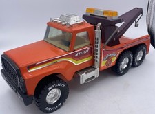 Vintage Nylint Ford Big Pumpkin Orange Wrecker Pressed Steel Tow Truck 16