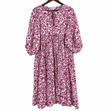 Sundry Anthropologie Dress Sz S Boho Babydoll Peasant Cottage Midi Puff Sleeve picture