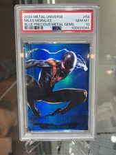 2024 Skybox Marvel Metal Universe Avengers Miles Morales BLUE PMG /50 PSA 10 picture