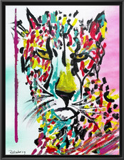 Rutenberg Original  Cheetah Panther Abstract 11x14 Signed Mixed Media Painting picture