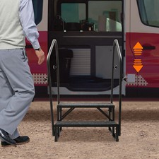 2-Step Adjustable RV Steps with Handrails for Mobile Homes & Trailers picture
