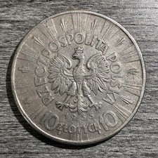 Poland 10 Zlotych 1935 Silver Coin Jozef Pilsudski XF picture