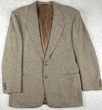 Canali Milano Blazer 100% Wool Houndstooth Brown Black 2 Button Made Italy 42R picture
