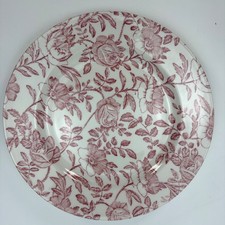Churchill England Maroon Floral Transferware Plate Roses Made in England ~8.5