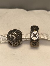 Sterling Trollbeads Pair- Ball of Yarn and Buttons picture