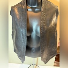 Vintage Vakko Black Leather Women's Vest - Mob Wife - Classic - Chic - sz Med picture