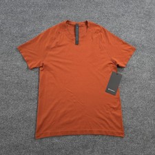 Lululemon Shirt Mens Small Orange Metal Vent Tech Performance Run Gym Athletic picture