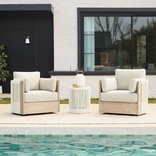 CHITA Boho Patio Rattan 360° Swivel Chair, Outdoor Wicker Furniture with Pillows picture