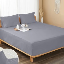 HOMTEC California King Fitted Sheet 100% Cotton Percale Deep Pocket Cooling Brea picture
