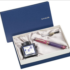 [New] SAILOR Pro Gear Slim Fountain Pen Manyo II Rabbit Ear Iris 14K F Nib w/Ink picture