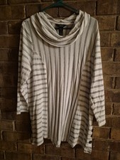 Ali Miles striped cowl neck tunic top picture