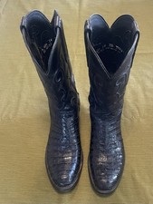 Lucchese M1636 R4 Charles Round Toe Belly Caiman Boots-Black 7 1/2 D picture