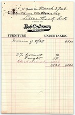 1918 Bob Callaway Furniture Undertaking Billhead Invoice picture