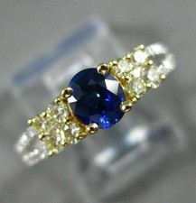 .85CT WHITE & FANCY YELLOW DIAMOND & SAPPHIRE 18KT TWO TONE GOLD ENGAGEMENT RING picture