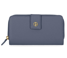 Giani Bernini Softy Leather All in One Wallet Folks Stone Gray Gold picture