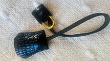 Hermes Black Crocodile-Embossed Leather Wristlet Key Chain, Gold-Tone Hardware picture