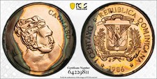 1986 Dominican Republic Centavo Unc Coin - PCGS Genuine Envir Damage picture