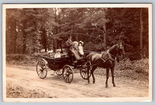 RPPC c1910s Driver in Top Hat Family in Open Barouche Carriage Horse Postcard picture
