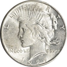 1924 US Peace Silver Dollar $1 - AU picture