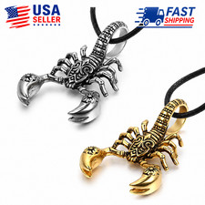 Women Men Scorpion Pendant Necklace Stainless Steel Gothic Punk Biker Chain USA picture