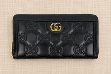 Gucci All-over GG Black Matelassé Leather Zip Wallet -723784- Authentic COA-RARE picture