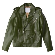 Womens Stylish Motorcycle Green Biker Jacket Chic Spring Summer Female Jacket picture