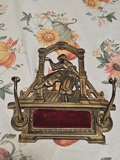 Antique H.L. Judd Co #1678 Art Nouveau Woman Coat Hanger Maiden cast brass picture
