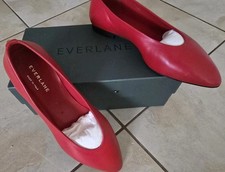 Everlane Italian Almond Toe Flat Rosa Red Black SZ 7  picture