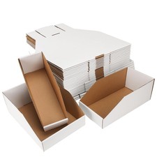 EXYGLO Cardboard Storage Bins Assorted Mixed 12x4/6/8x4.5 Inches, White picture
