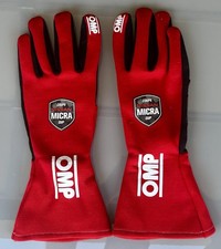 OMP Racing Gloves | FIA8856 Rated | RED Auto Racing Gloves -Micra Cup picture