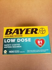 Bayer Aspirin Regimen Low Dose 81 mg 400 Enteric Coated Tablets New Sealed picture