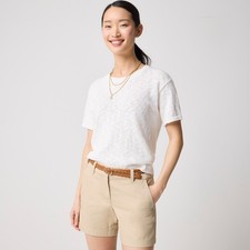 NWT J.Crew Factory Size M Short-sleeve Relaxed Beach Sweater Pullover Ivory picture