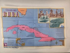 Vintage 1974 Scholastic Headline Focus Wall Map 6 Cuba Poster Cold War Poster picture