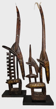 Pair of Bamana Ci Wara Headdress' Mother And Child / Male : Mali mid 20th Centur picture