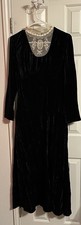 Batsheva Black Crushed Velvet Maxi Dress Victorian Style Lace Size 4 NWT New picture