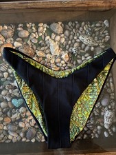 Maaji Woman's Splendour Regular Rise Thin Side Bikini Bottoms Black Size L NWOT picture