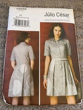 Vogue Patern V9269 Ms JULIO CESAR NYC Button Front Dress w/Applique & Belt 6-14 picture