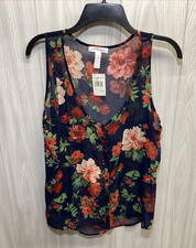 AMBIANCE APPAREL Women's (Size XL) Sleeveless Scoop Neck Sheer Shirt Polyester picture