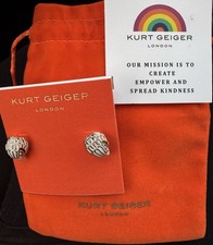 Kurt Geiger London Earrings Gold Tone White Enamel NWT In Dust Bag picture