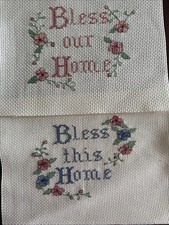 COMPLETED FINISHED CROSS STITCH, Bless Our home(pack Of Two) picture