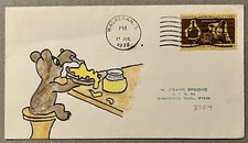 1972 US COVER WITH HAND-DRAWN CACHET BEAR PUTTING MUSTARD ON HOT DOG picture