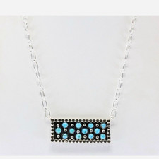 Native America Navajo Sterling Silver Turquoise Necklace By Kenny Lonjose picture