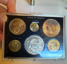 1966 Mexico Silver Peso & 1959 Bronze 50 Centavos in Plastic Holder picture